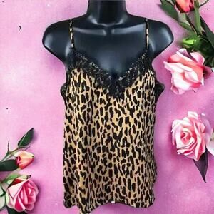 BP Womens Size XS Animal Cheetah Print Camisole Eyelash Lace V-Neck Black NWOT